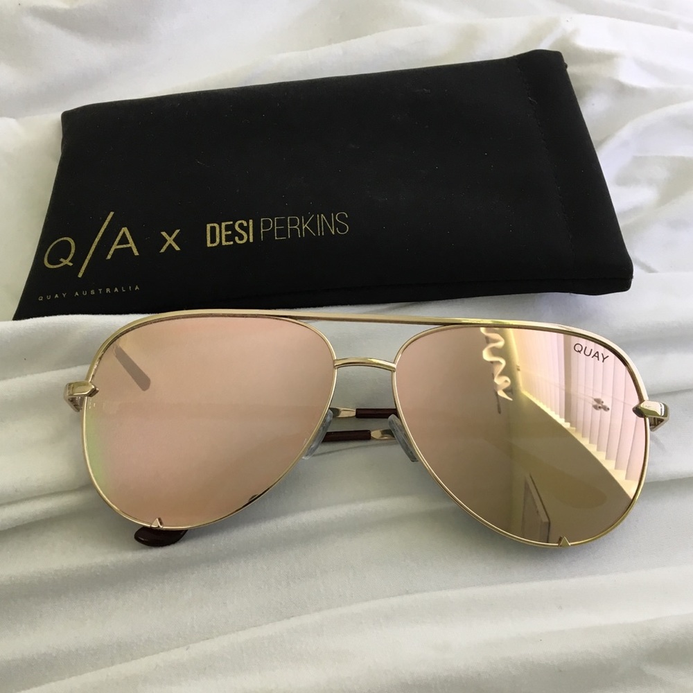 QUAY x Desi Perkins High Key Aviator Sunglasses